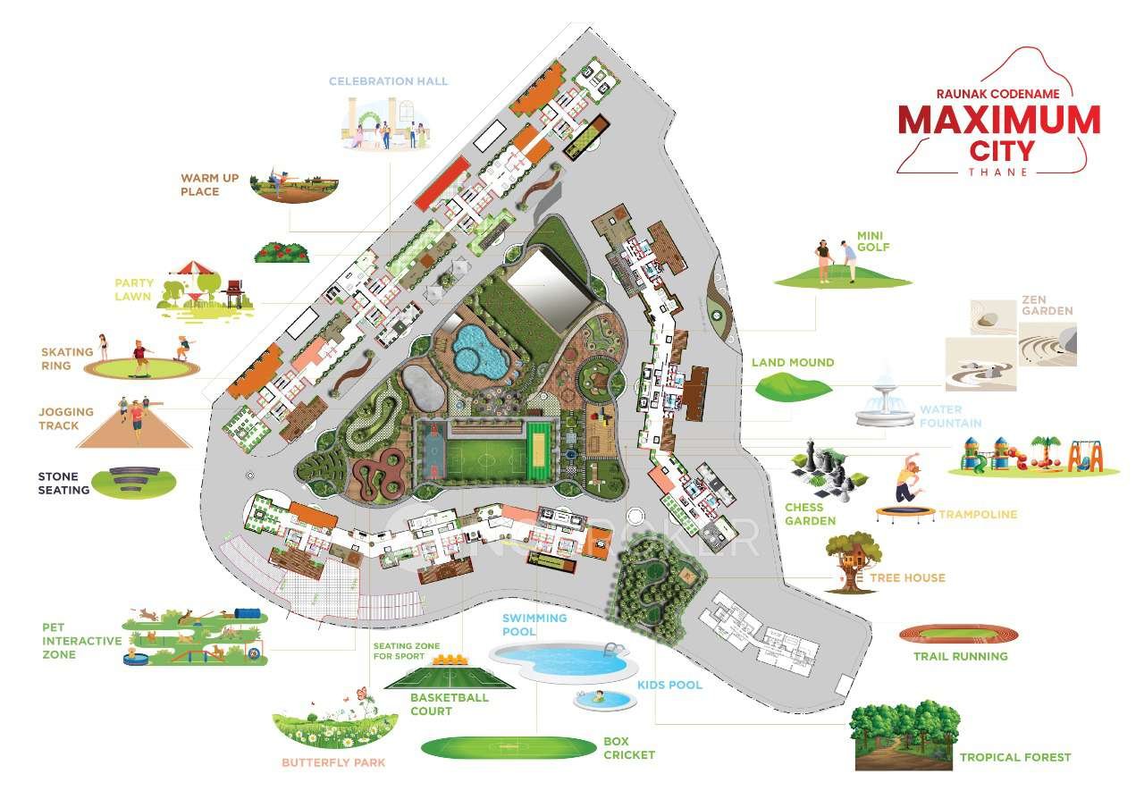 Raunak Maximum City Master Plan - Township Layout with Towers and Amenities