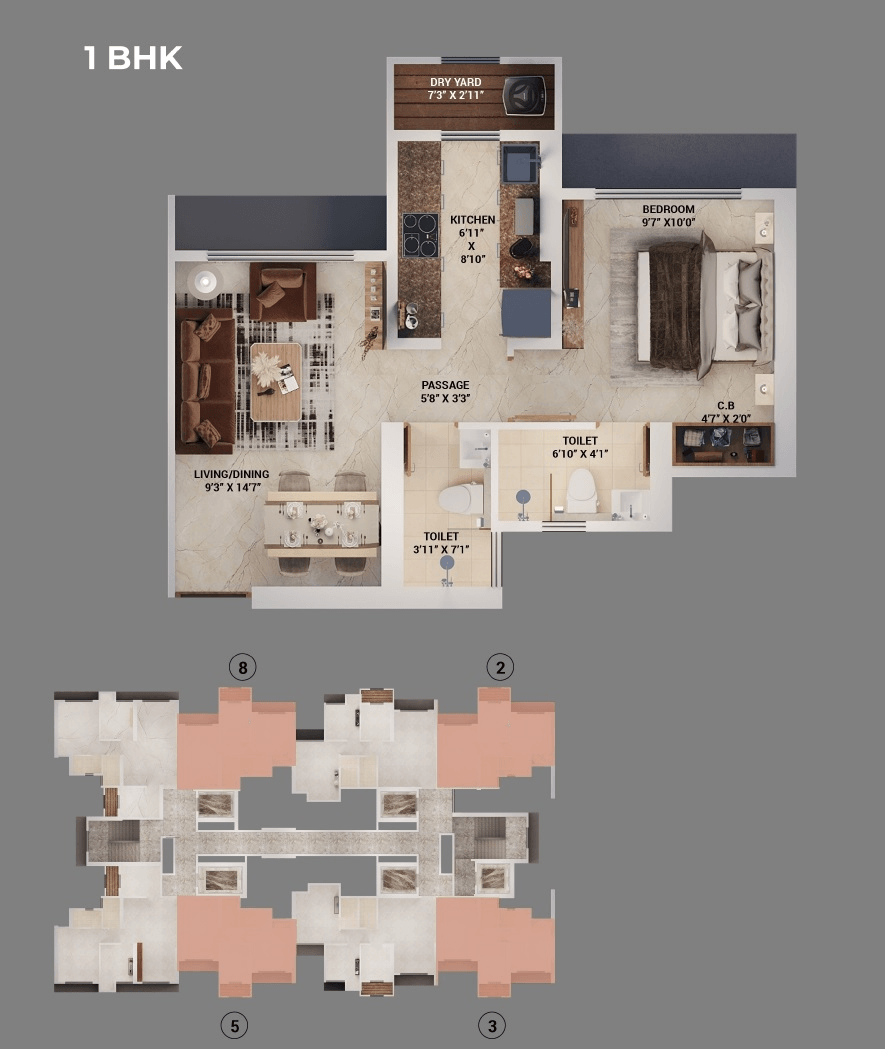 1 BHK Floor Plan Vihang Thane Infinity